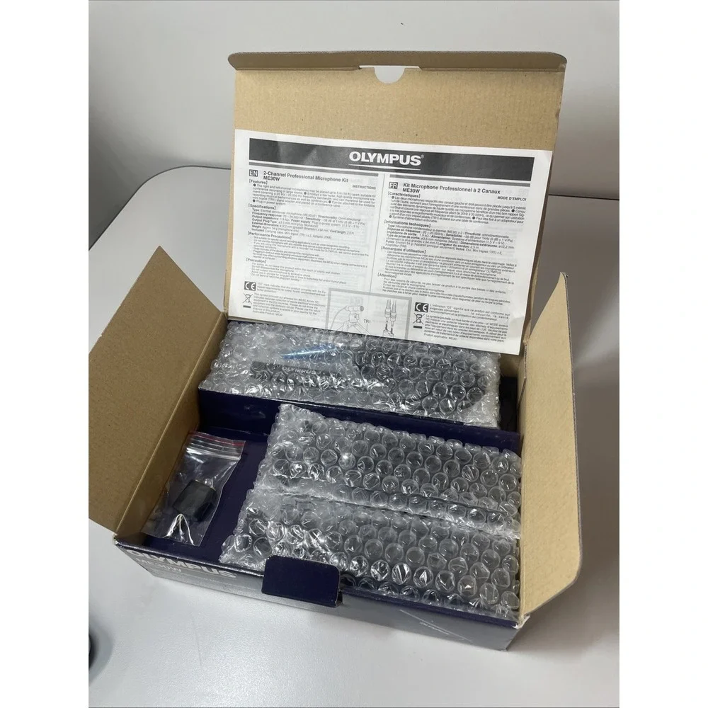Microphone Set Olympus ME30W 2-Channel Professional Mic Kit Tripod - Sealed